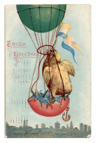 C1900s baby chick flying in - chick,